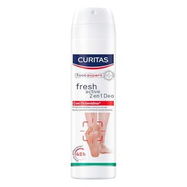 CURITAS Desodorante Antitranspirante para pies en Spray Fresh Active 2 en 1 150 ml, con Octenidina que protege tus pies contra el mal olor por hasta  