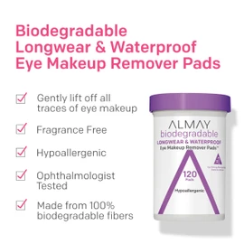 Almay Pads desmaquillantes de ojos biodegradables longwear 80 piezas