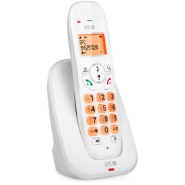 SPC Kairo Cordless Landline Telephone, Illuminated Buttons and Light Indicator, Caller ID, High Volume, Gap Compatibility, Echo Mode, Call Block, Hands-Free Calling, Phonebook - White