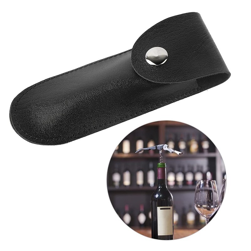 Wine Bottle Opener Leather Case, Corkscrew Holster Foil Cutter PU