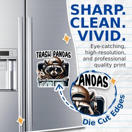 (2 Pack) Trash Pandas Magnet - Funny Raccoon Critters Creatures - Outdoorsman - 5" On Longest Side - Premium Magnet - for Cars, Refrigerators, Toolboxes, Lockers - Made in USA - MAG0501