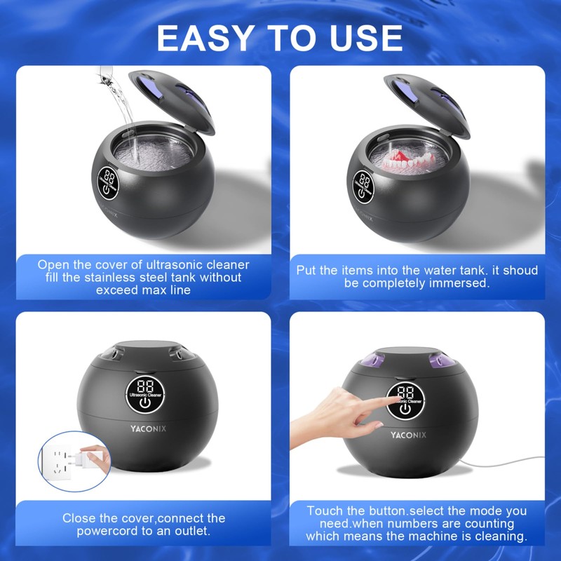 Ultrasonic Retainer Cleaner Machine 45kHz Dental Retainer Cleaner with 3