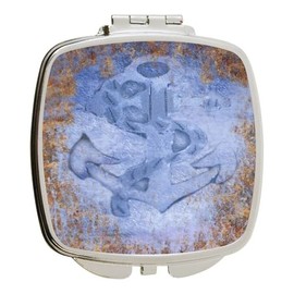 Island Gifting - Anchor Design in Sand Design - Square Compact Mirror - Travel Mirror