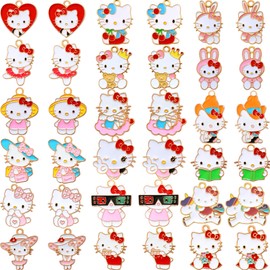 Anjulery 36 Pieces Enamel Cat Charms for Jewelry Making - Cute Kitty Charm for Bracelets Earrings Necklaces Pendants Crafts (36Pcs Cat-E)