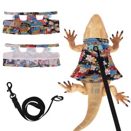 Beard Dragon Harness and Leash Skirts Adjustable Reptile Lizard Leash Rope Dresses Clothes Starter Kit Accessories for Small Animals Outdoor Walking (Color)