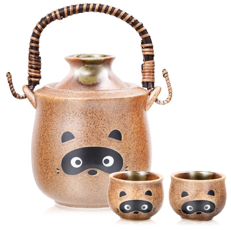 Traditional Japanese Pottery Sake Set - Exquisite Mino Ware Ceramic
