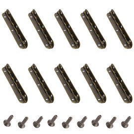 10Pcs Mini Hinges Cabinet Hinges 90 Degree Long Strip Hinge Folding Door Hinges for DIY Crafts Wooden Jewelry Box (Bronze)