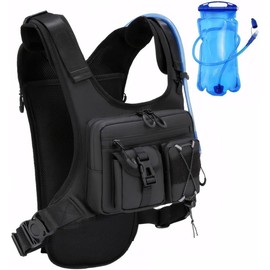 Original Patent Running Hydration Vest Backpack - Lightweight Chest Pack with 2.0L Water Bladder Bag for Hiking, Running, Cycling & Marathon Gear Jogging Equipment - Color: Black, Size: Standard
