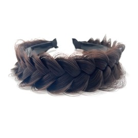 STHEJFB - Diadema ancha trenzada para el cabello, accesorios de moda, banda elástica antideslizante para mujeres y niñas (café rojizo)