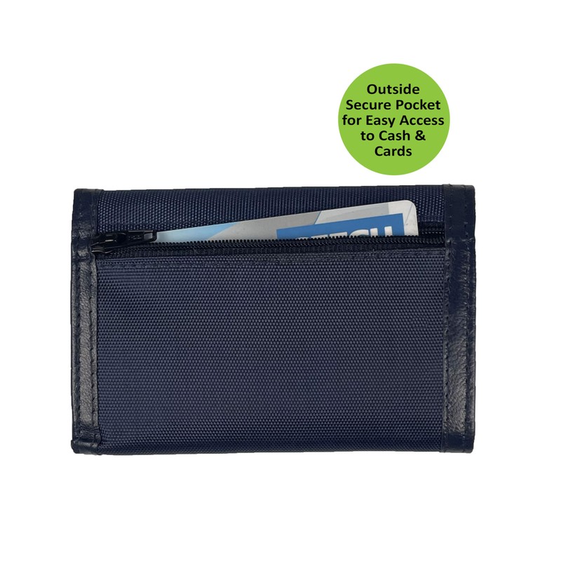 Sprocket Men's Nylon Trifold Wallet with Leather Trim and ID