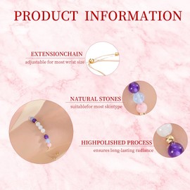 DOA Healing Crystal Gifts for Women, Adjustable Crystal Bracelets, Yoga Meditation Relax Gifts for Women Girls with Encourage Quote Card