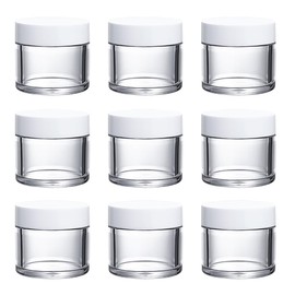 ccHuDE 10 Pcs 30 ml 1 oz Refillable Plastic Jars Small Cosmetic Jars Round Clear Jars Empty Creams Jars Makeup Sample Containers with Lid White
