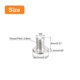 sourcing map M5-0.8 x 8mm 50Pcs Flat Round Head Screws 304 Stainless Steel Phillips Drive Machine Screws Hardware Fastener for Furniture Connection