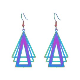 ZKBKJSPZJB Fashion Colorful Hollow Cactus, Geometric Triangle, Dragonfly, Butterfly, Cross, Peach Heart Stainless Steel Earrings, Ideal For Gifts (geometric triangle)