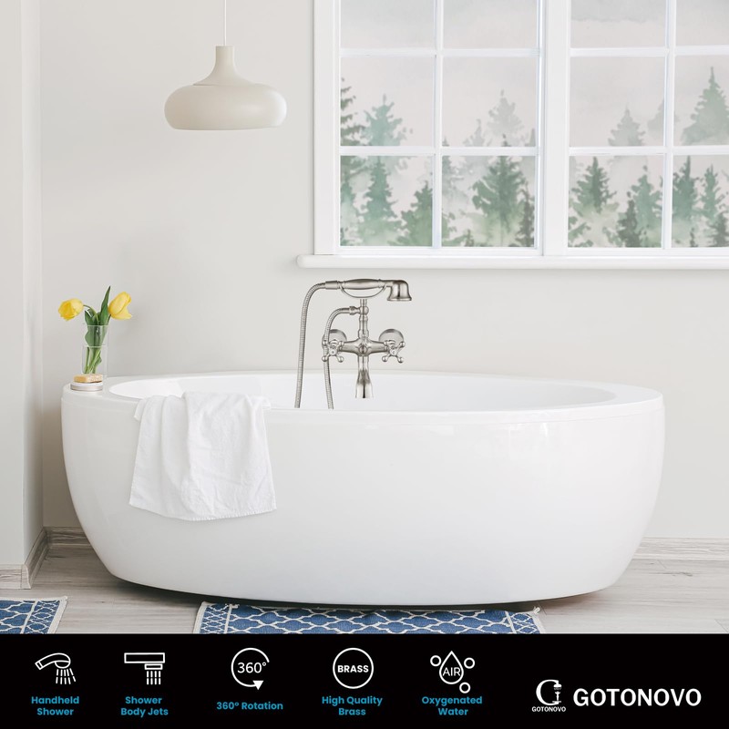 gotonovo Wall Mount Clawfoot Bathtub Faucet with HandHeld Spray and