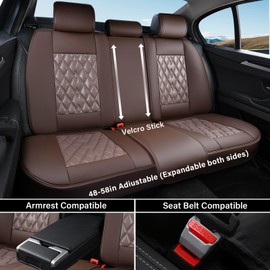 Coverado Car Seat Covers Full Set, 5 Seats Covers for Cars, Car Seat Covers Front Seats Back Seat Covers, Car Seat Protector Luxury Leathaire Waterproof Seat Cushions Universal Fit Most Cars Brown