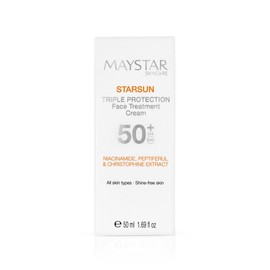 MAYSTAR SKINCARE STARSUN TRIPLE PROTECTION FACE TREATMENT CREAM SPF 50+ / UVB/UVA Dreifache Wirkung! 1.Hautschutz 2.Anti-Aging 3.Sonnenschutz