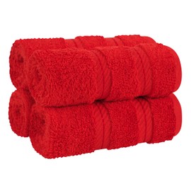 American Soft Linen - Juego de 4 paños de lujo para baño, 100% algodón turco, paños suaves de 13 x 13 pulgadas para cuerpo y cara, trapos de lavado para cocina, paños de bebé, paños rojos
