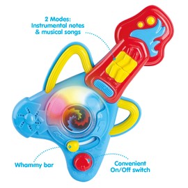 Kidoozie Rock N Glow Musical Guitar, Handheld Toy Instrument with Lights and Sounds for Toddlers 12M+