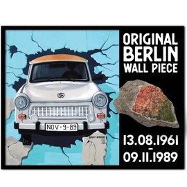 United1871 Original Berlin Wall Stone with Certificate of Authenticity, Handmade from Berlin Manufactory, Berlin Souvenir
