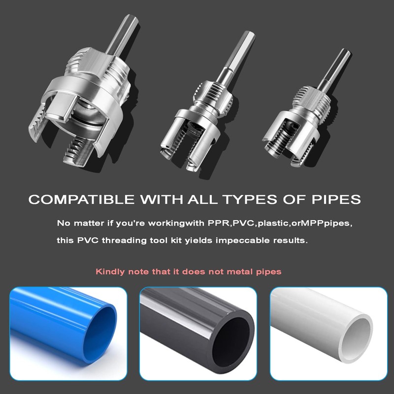 3PCS PVC Pipe Threader Kit for Drill