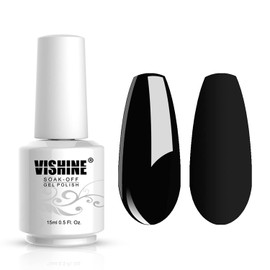 Vishine Soak-Off UV LED Gel Polish Nail Art Manicure Lacquer Black Color 090