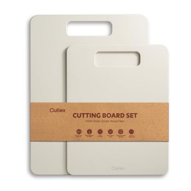 Cutting Boards for Kitchen [Set of 2], Wood Fiber Composite Cutting Board, Dishwasher Safe, Non Slip Non Toxic Chopping Board for Meat Vegetables Fruit Cheese - White