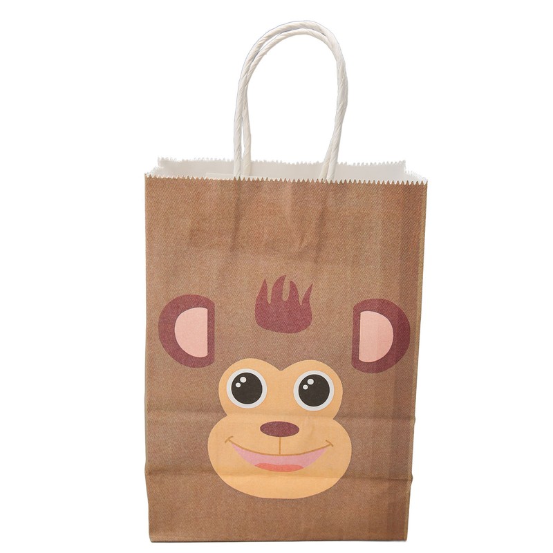 25Pcs Kraft Paper Gift Bag Animal Pattern Multipurpose Kraft Bag