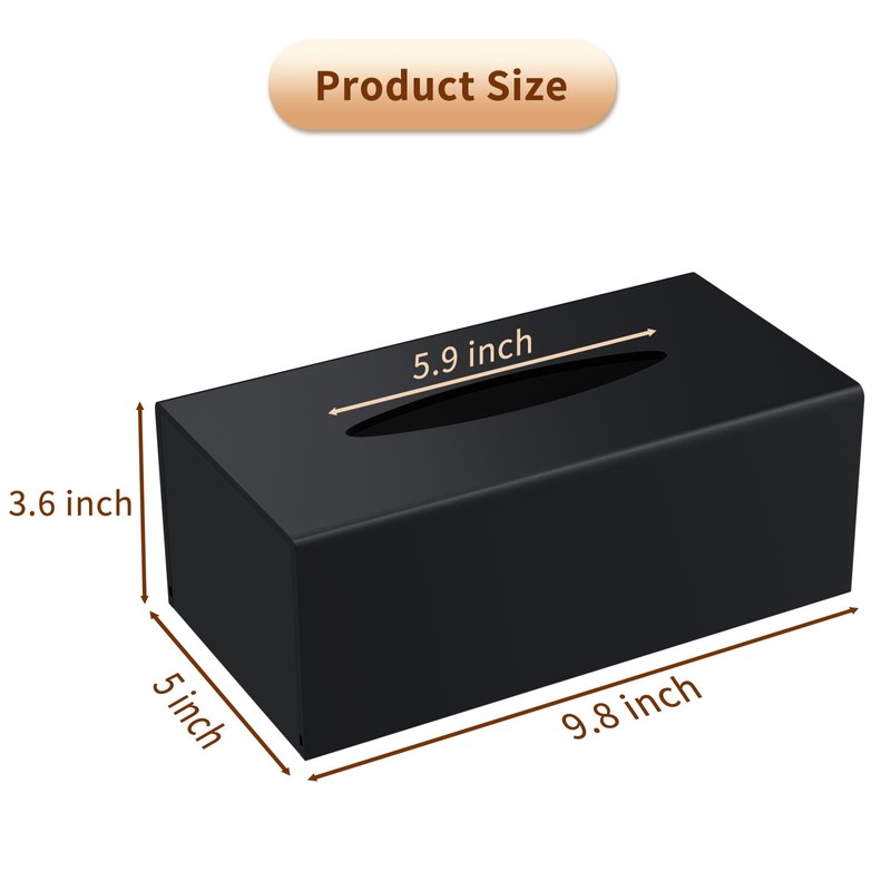 AITEE Acrylic Tissue Box Cover: Black Rectangle Tissue Holder Napkin
