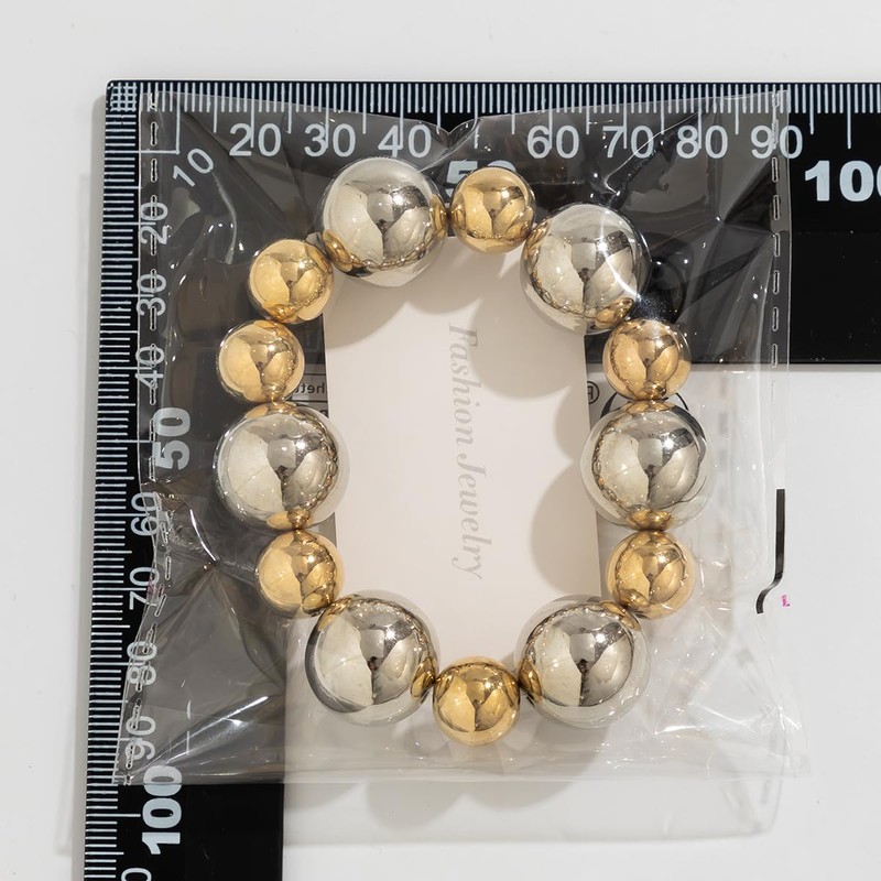 Statement Gold Beaded Bracelets for Women Strand Tarnish Chunky Dainty