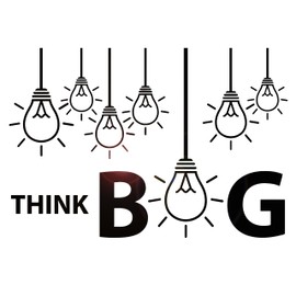 Vinyl Wall Decal Think Big Letter Idea Light Bulbs Lamp Office Room Stickers Mural Large Decor (g1534) Black