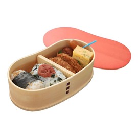 Yamaga Lacquerware Shop Color Magewappa Bean Shaped Single Tier Bento Box with Dividers Made in Japan Mage Wappa Lunch Box Cute Stylish Pink (Cherry Pink)