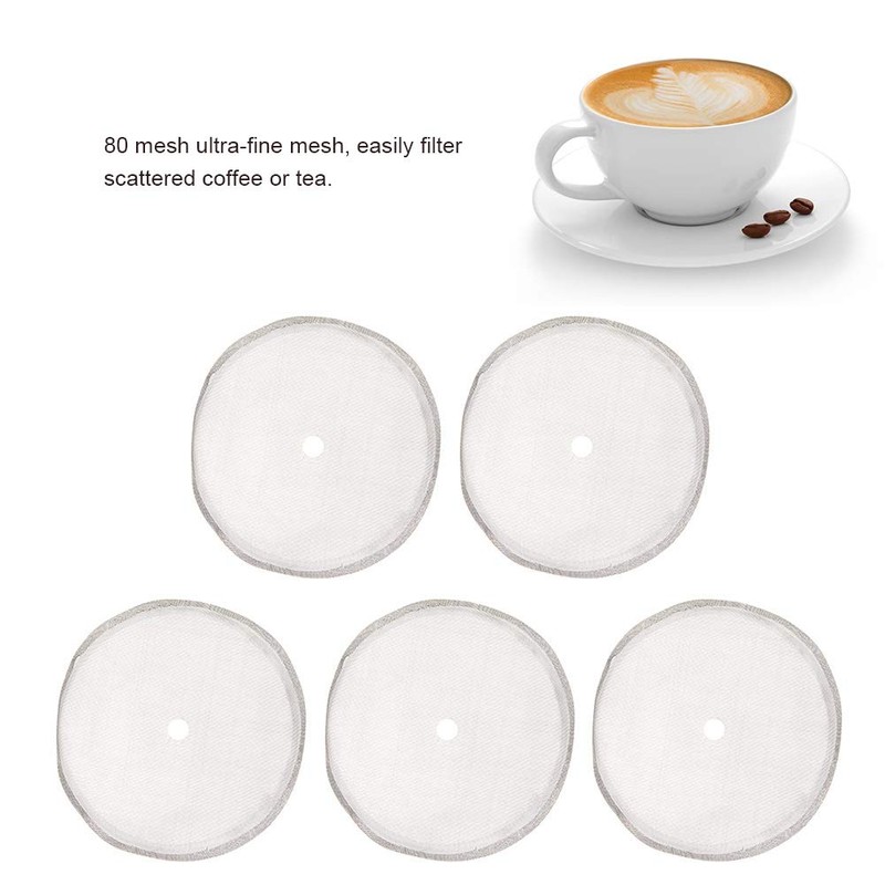 Fdit 5Pcs Coffee Filter Mesh, 8.5cm/3.3in Diameter Reusable Stainless Steel