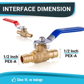 (Pack of 20) Seelink 1/2 Inch PEX-A Expansion Ball Valve, Brass Shut Off Valve for Pex-A Pipe Connection, Potable Water, ASTM F1960, Red&Blue(VALVE149-20Pack)