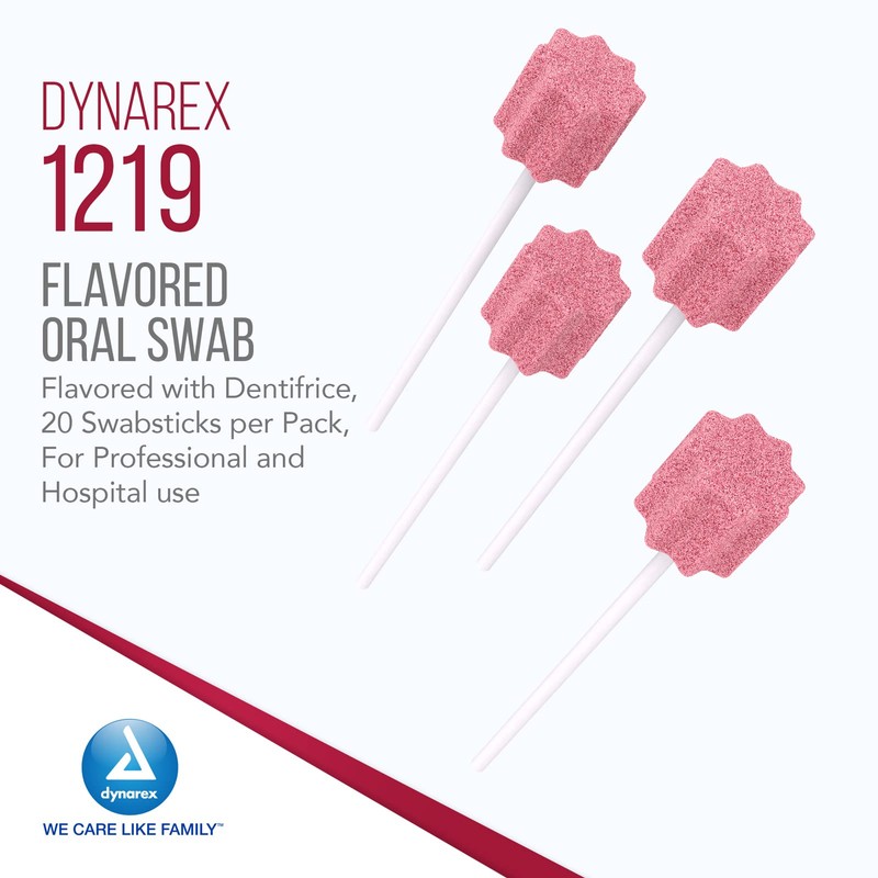 Dynarex Dentifrice-Flavored Swabsticks, Pleasant Tasting Cotton Swabs that Gently Soothe