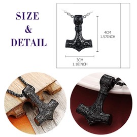feilok Men's Necklace Thor's Hammer Nordic Mjolnir Axe Pendant Necklace Spear Point Arrowhead Necklace for Men Amulet Talisman Necklaces, Stainless Steel