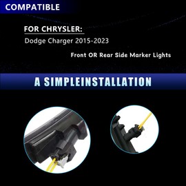 VANKUB 2 PCS Side Marker Light Pigtail Connector Wires for Dodge Charger 2015 2016 2017 2018 2019 2020 2021 2022 2023, Front/Rear Side Marker Pigtail Connector Harness
