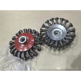 Roxx Tools 4PC 4" Bevel Twist Knot Wire Cup Wheel Brush 5/8"-11 Arbor Rust Removal Grinders