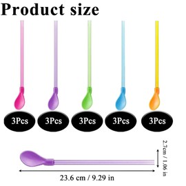 15 Pieces Slush Straws, Slush Straws,Colored Straw Spoon 2 in 1, Plastic Reusable Straws, Reusable Straws Spoon Suitable