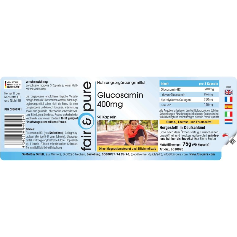 Fair & Pure® - Glucosamine 400mg with 250mg Collagen (Hydrolyzed)