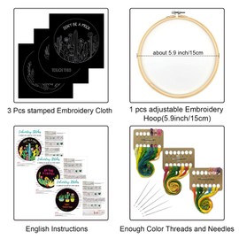 Louise Maelys Funny Cactus Embroidery Kits for Beginners,Cross Stitch Kit for Adults,Starters DIY Needlepoint including Plant pattern,Hoop,Instruction and threads