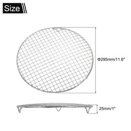uxcell Round Cooking Rack with Legs, Dia 11.6 Inch 304 Stainless Steel Barbecue Grill for Cooking Baking Barbecue Air Fryer Racks, Silver