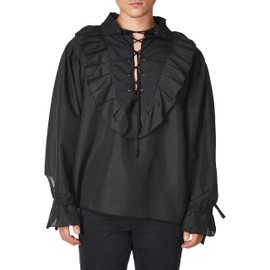 Rubie's Pirates of The Seven Seas Black Linen Pirate Shirt - Adult Standard Costume