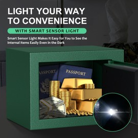 Bostra Fireproof Safe Box with Sensor Light & Fireproof Bag, Digital Keypad, Home Security Safe for Cash & Jewelry - Green, 0.23 Cubic Small