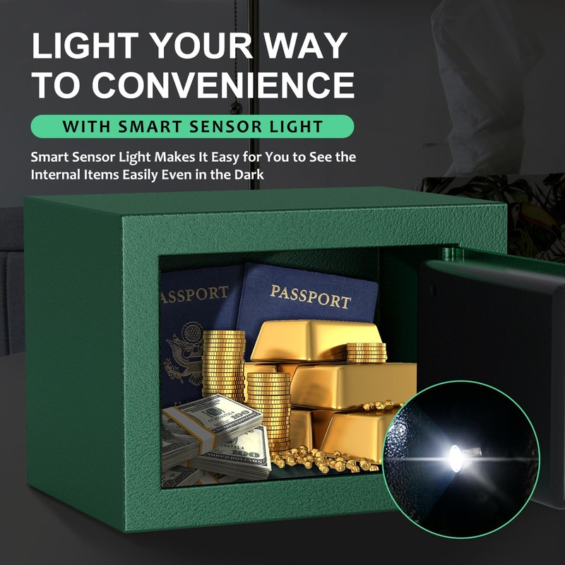 Bostra Fireproof Safe Box with Sensor Light & Fireproof Bag,