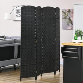HOMCOM Room Divider, 6 Panel Folding Privacy Screen, 5.6' Tall Freestanding Wall Partition for Home Office, Bedroom, Black