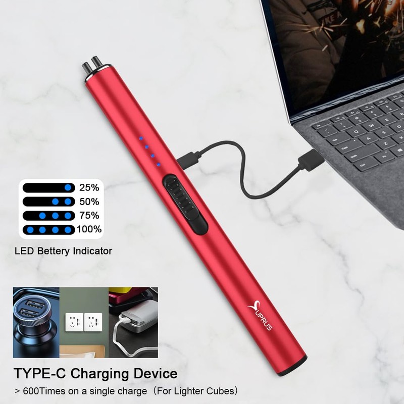 SUPRUS Electric Arc Windproof Flameless USB Rechargeable Lighter with Safety
