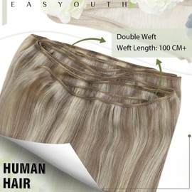 Easyouth Blonde Weft Hair Extensions Real Human Hair Ombre Balayage Double Weft Remy Natural 22 Inch 100g