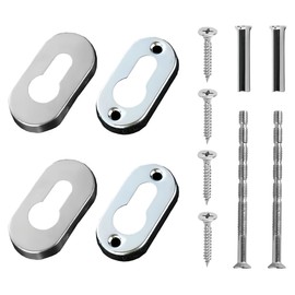 LYQNIHOB Set of 4 Matte Stainless Steel Door Rosettes for Profile Cylinder Ovals - Elegantly Designed Interior and Exterior Door Rosette Set Including Keyhole Covers in Silver Colour