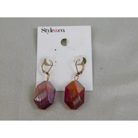 Style&co. Style & Co. Gold-Tone Faceted Red Glass Bead Drop Dangle Earrings #1355